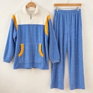 Tall Girl Retro Colorblock Terry Cloth Tracksuit Women Medium Vintage Loungewear